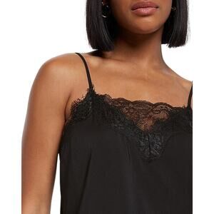 NWT express Lace Trim Downtown Cami Thong Bodysuit Black top shirt blouse large